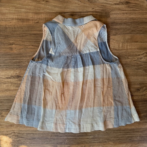 EUC - Anthropologie Holding Horses Plaid Midi Button Up Tank Top 2 - Picture 4 of 8